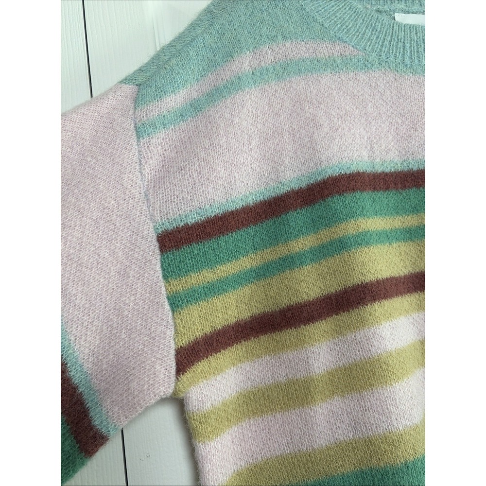 Mable Striped Cropped Sweater Womens Size M Multi Color Pastel Wool Blend Y2K - Picture 4 of 6